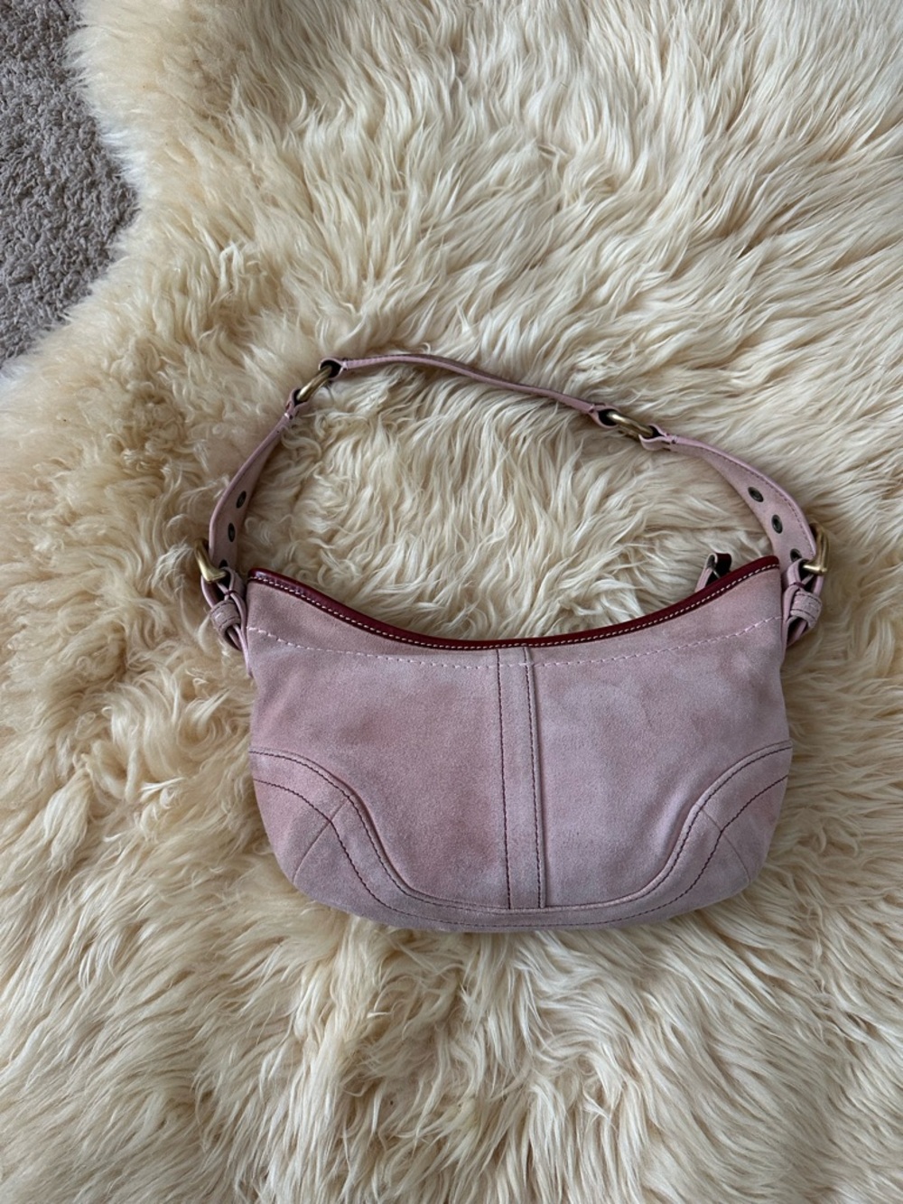 Coach Pink Suede Shoulder Bag